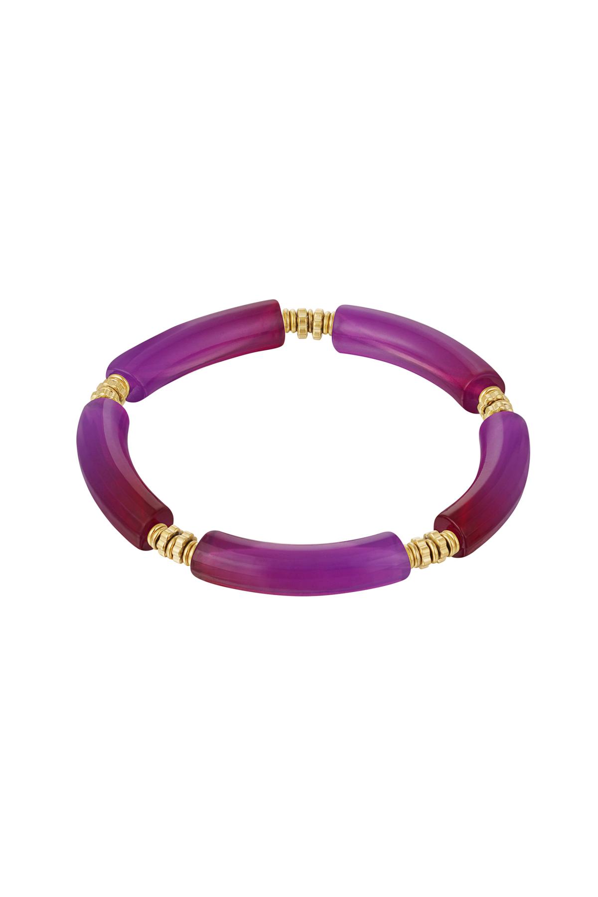 Détail perle du bracelet tube Violet Acrylique