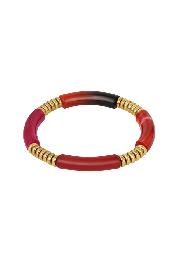 Tube bracelet with golden details Red Acrylic