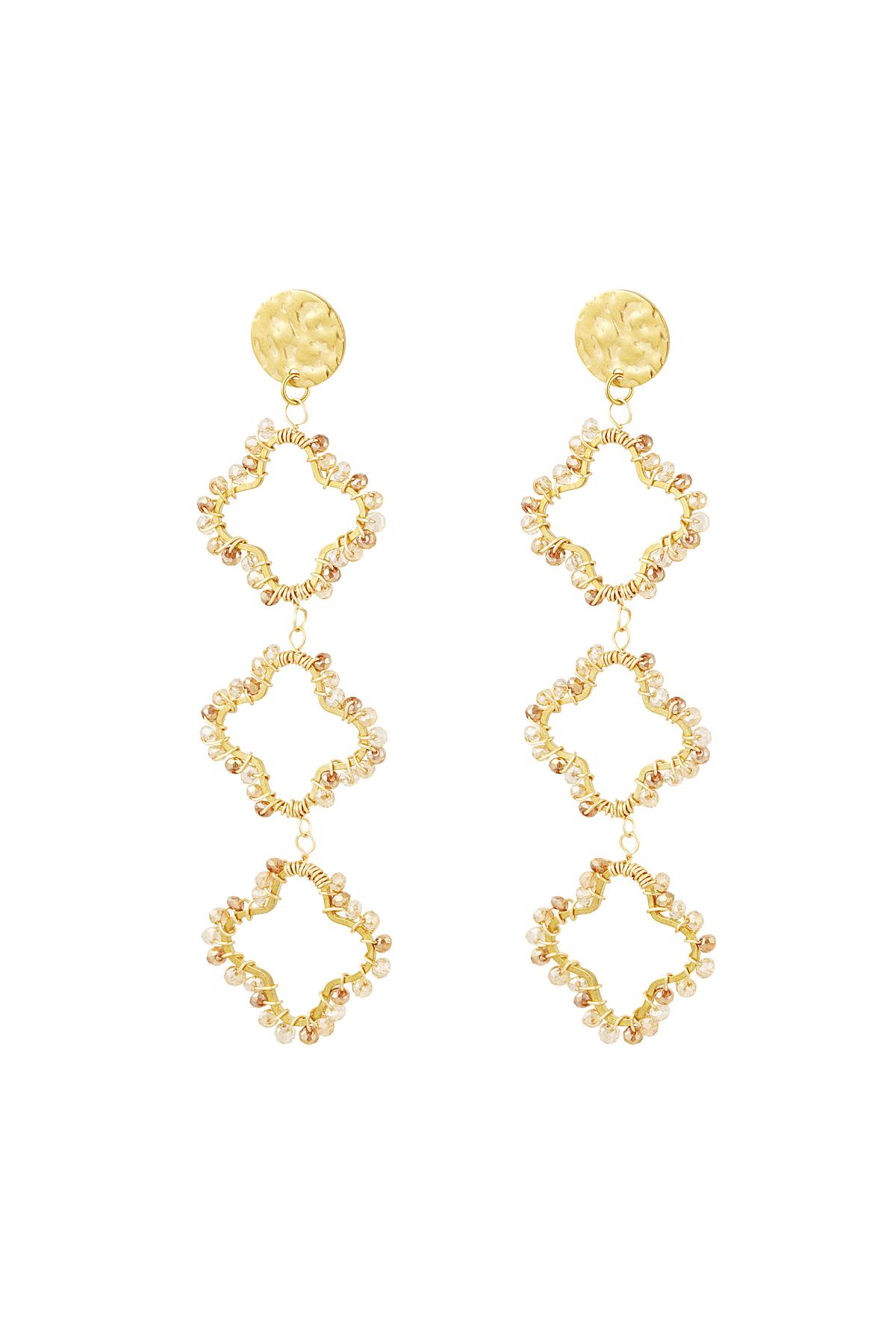 Boucles d'oreilles trois trèfles avec perles Beige Acier inoxydable