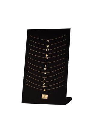 Display with 12 stainless steel necklaces Gold h5 