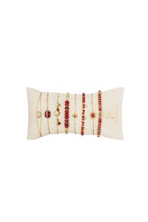 Bracelets affichage ensemble de bijoux coloré Rouge Acier inoxydable h5 