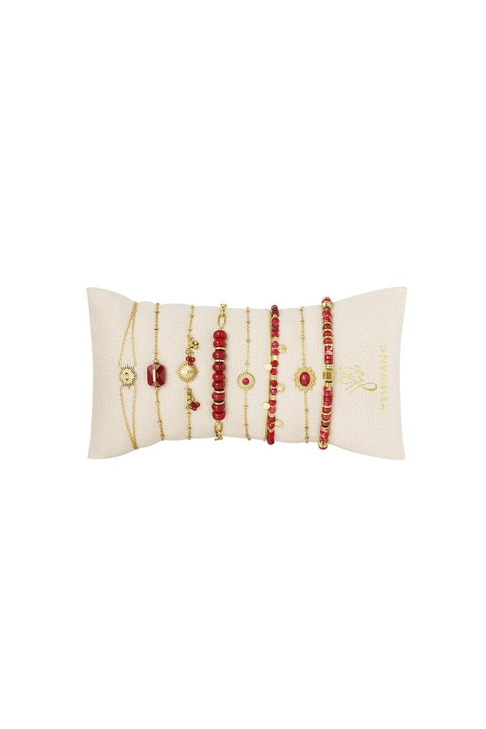 Bracelets affichage ensemble de bijoux coloré Rouge Acier inoxydable 