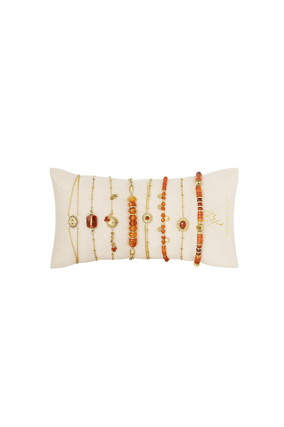 Conjunto de joyas de exhibición de pulseras colorido Naranja &amp; Oro Acero inoxidable