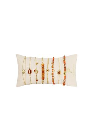 Armbänder zeigen Schmuckset bunt Orange & Gold Edelstahl h5 