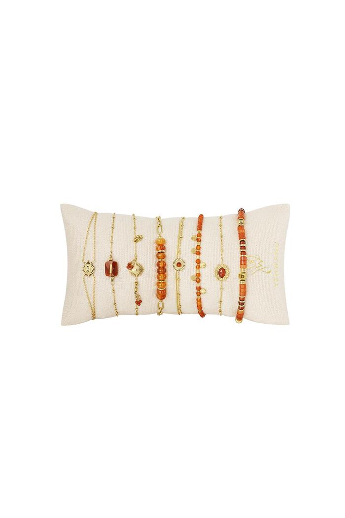 Conjunto de joyas de exhibición de pulseras colorido Naranja & Oro Acero inoxidable 