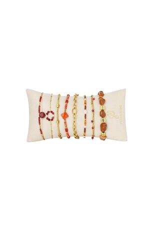 Conjunto de joyas de exhibición de pulseras piedras/perlas Oro Acero inoxidable h5 