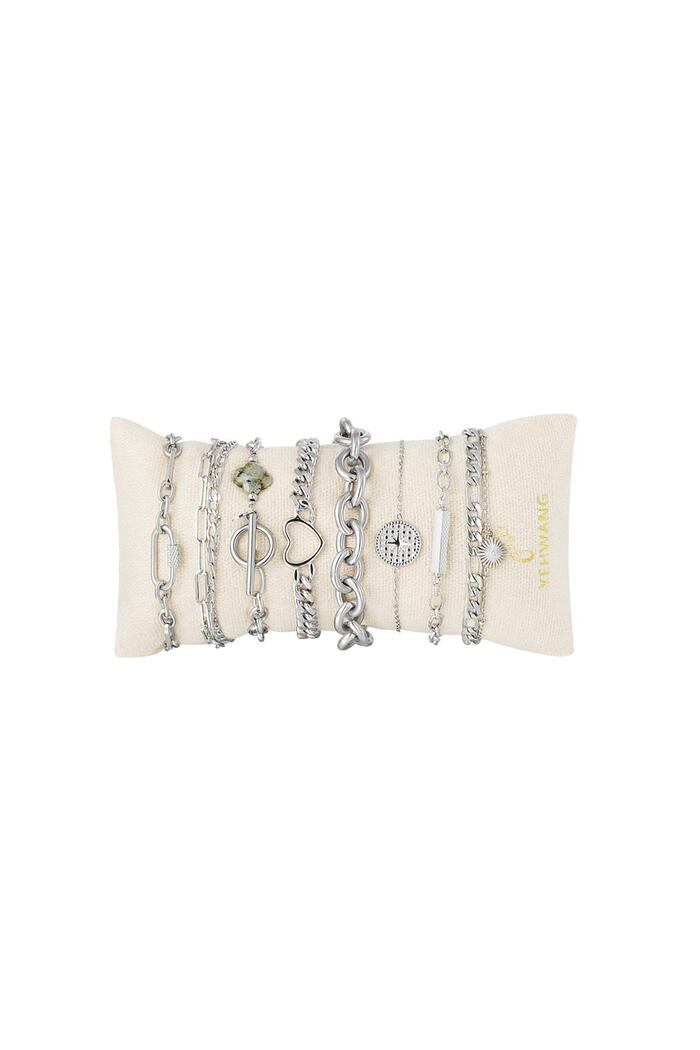 Bracelets présentoir ensemble de bijoux chunky Argenté Acier inoxydable 