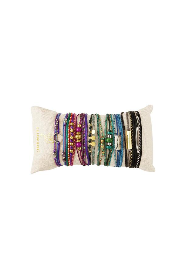 Conjunto de joyas de exhibición de pulseras arcoíris Multicolor Rope