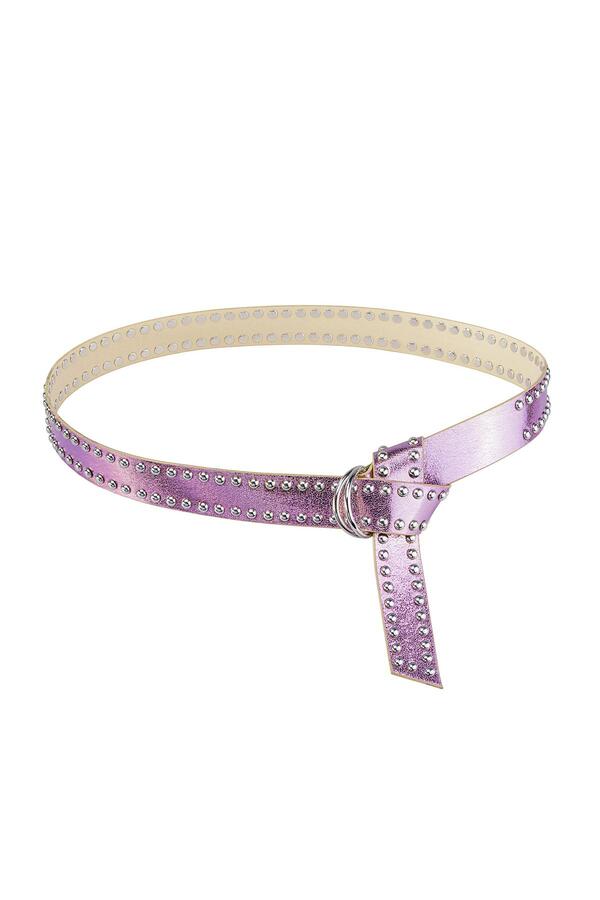 Lilac metallic belt with studs Purple PU
