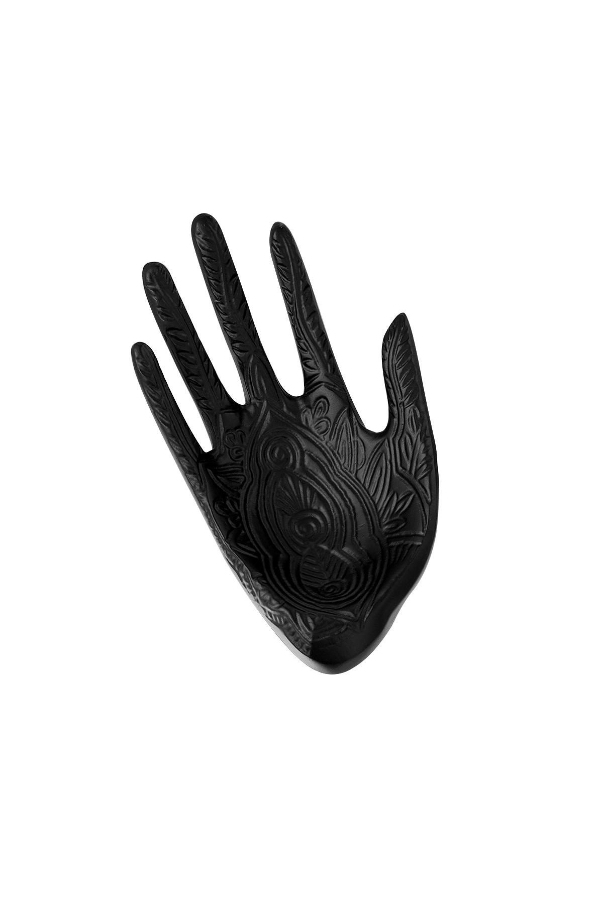 Oyulmuş desenli dekoratif mücevher tepsisi eli Black Resin 