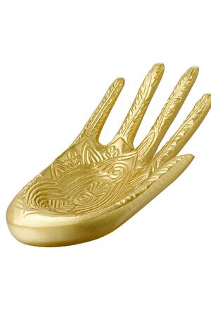 Oyulmuş desenli dekoratif mücevher tepsisi eli Gold Resin h5 Resim3
