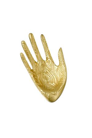 Dekorative Schmuckschalenhand mit graviertem Muster Gold Resin h5 