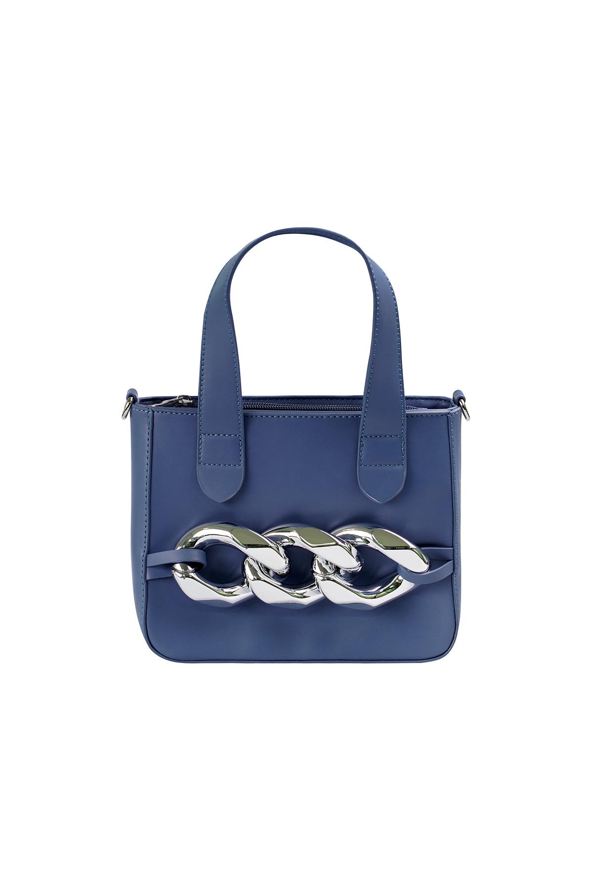Blue / Metal zincirli PU çanta Blue 