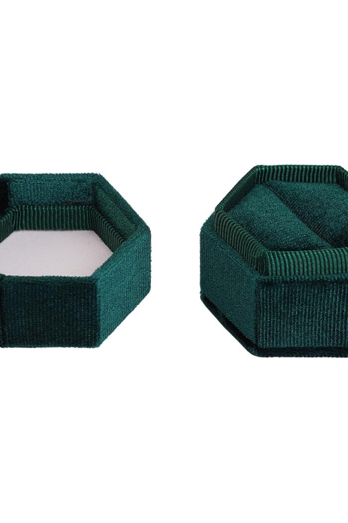 Caja de anillo de terciopelo Verde Franela Imagen3