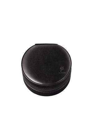 Round shaped jewelry box Black PU h5 