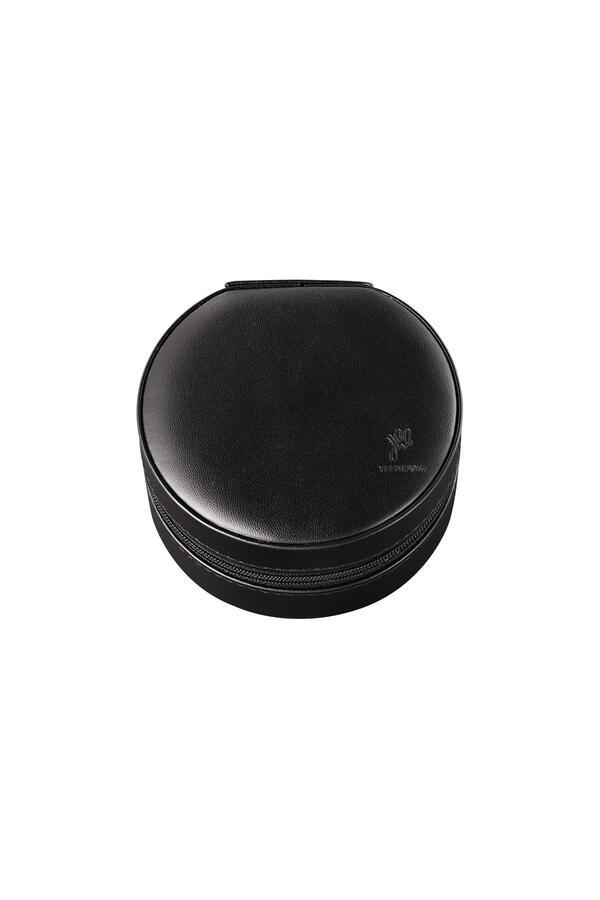 Round shaped jewelry box Black PU