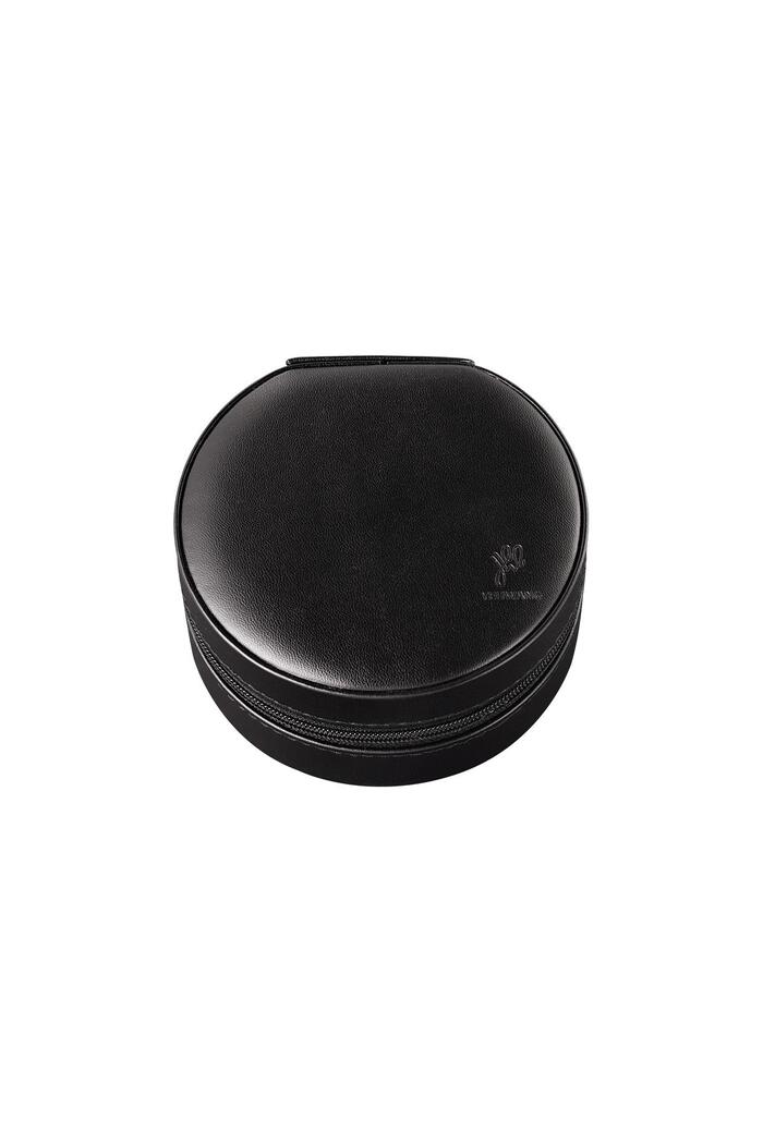 Boîte à bijoux de forme ronde Noir Polyuréthane 