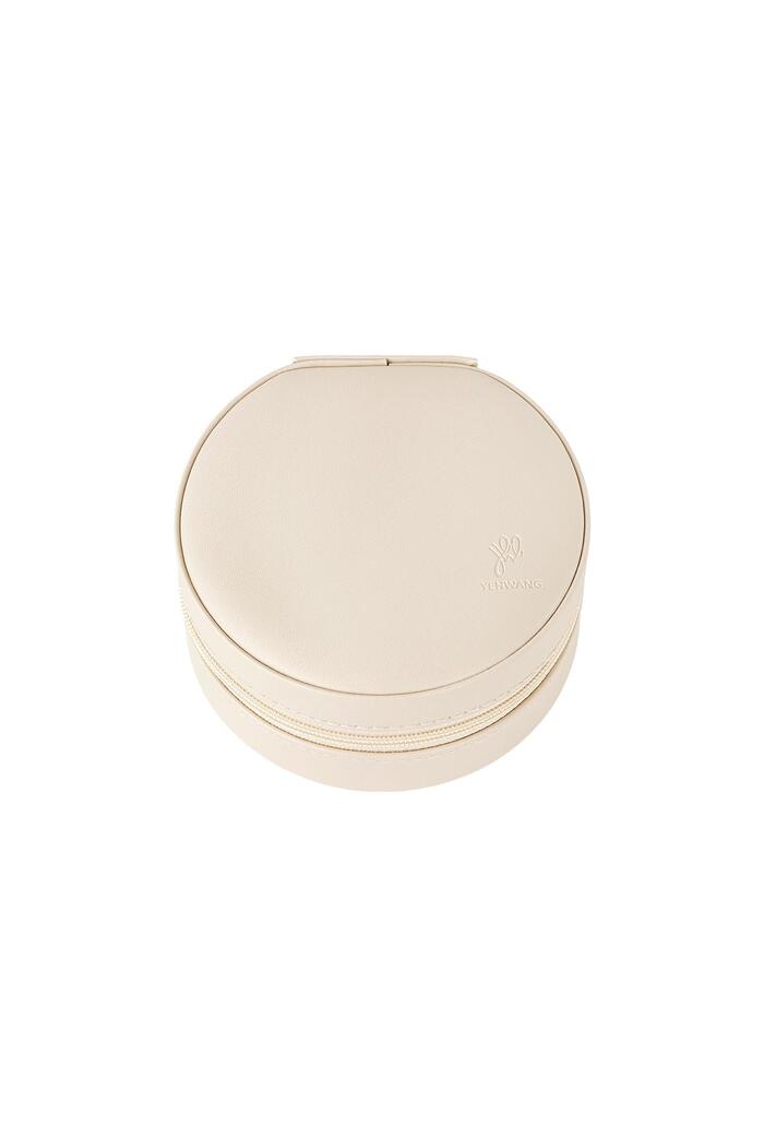 Round shaped jewelry box Off-white PU 