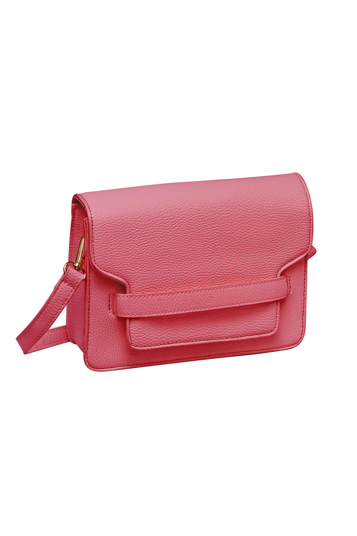 Square PU leather shoulder bag with buckle closure 