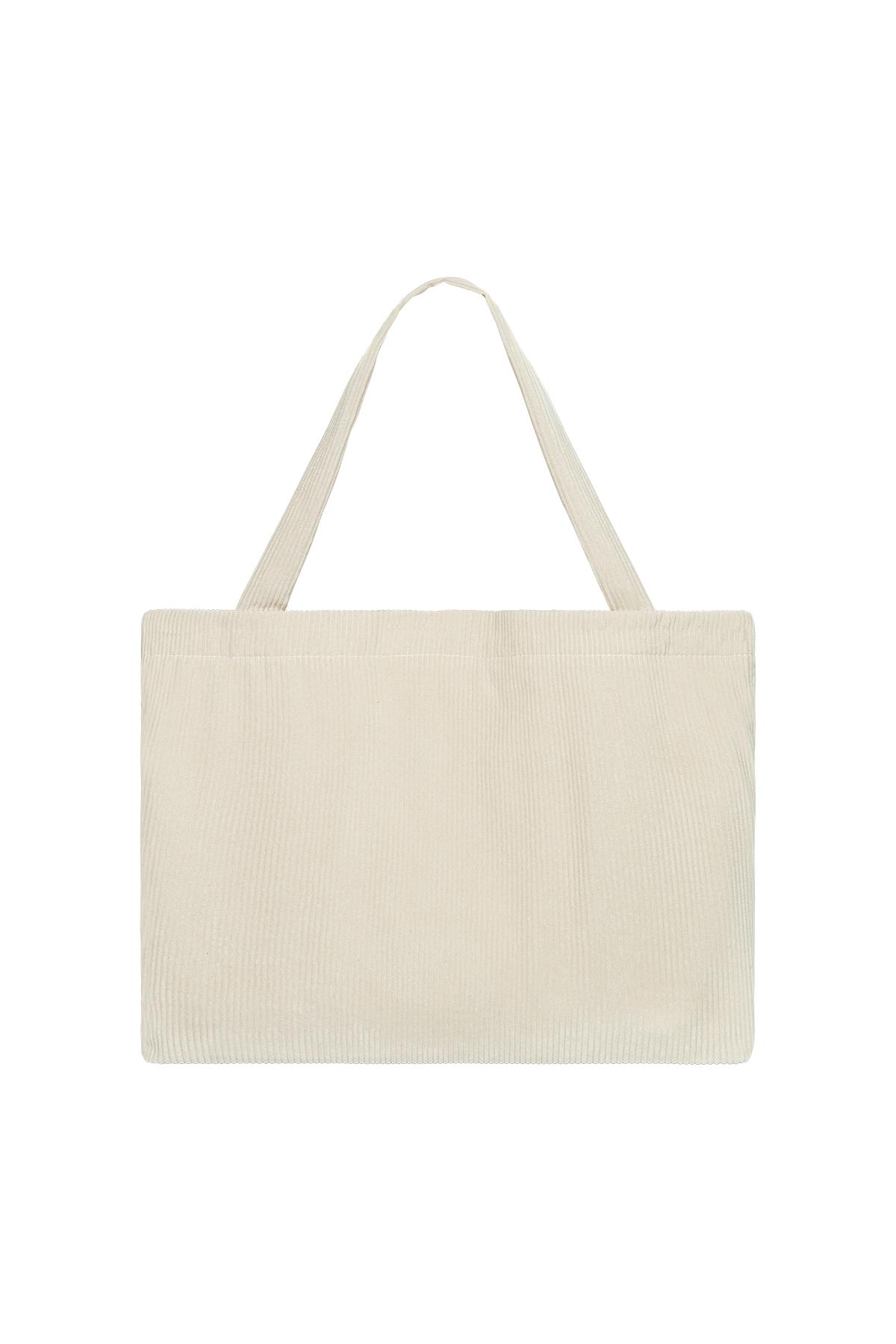 Alışveriş çantası kaburga kumaş Off-white Polyester 