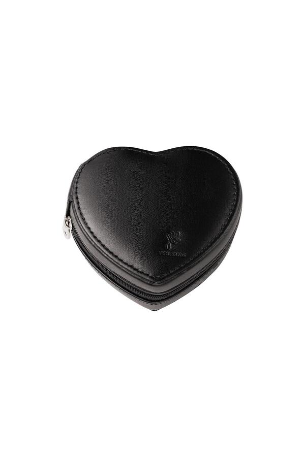 Heart shaped jewelry box Black PU