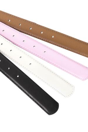 PU leather belt with double belt buckle Pink h5 Picture4