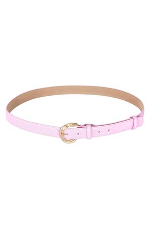 PU leather belt with double belt buckle Pink h5 