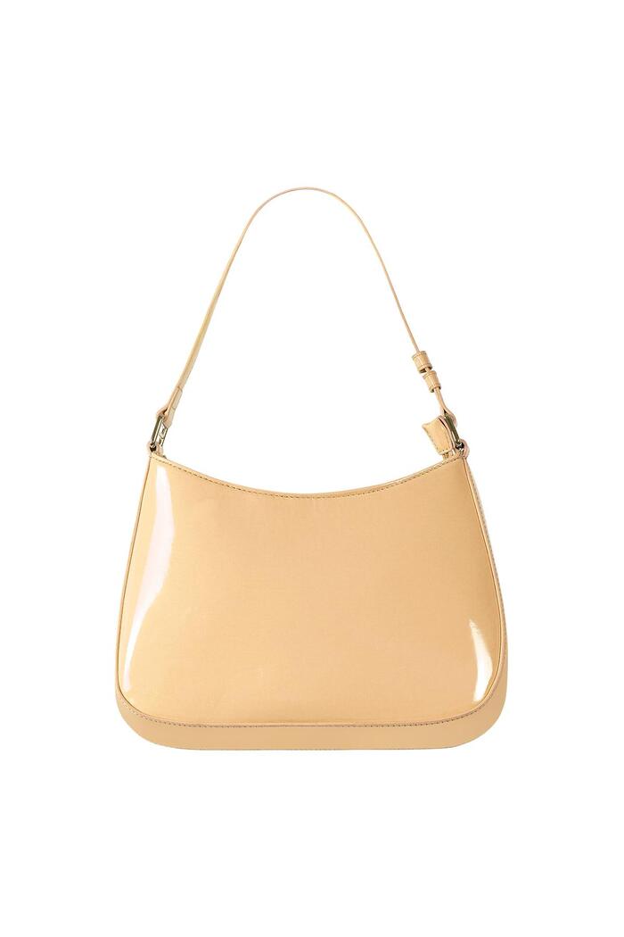 Handbag with lacquer look Beige PU 