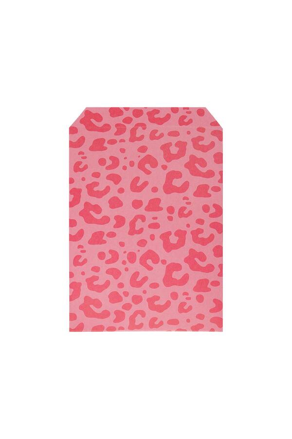 Paper bag with leopard print small Fuchsia