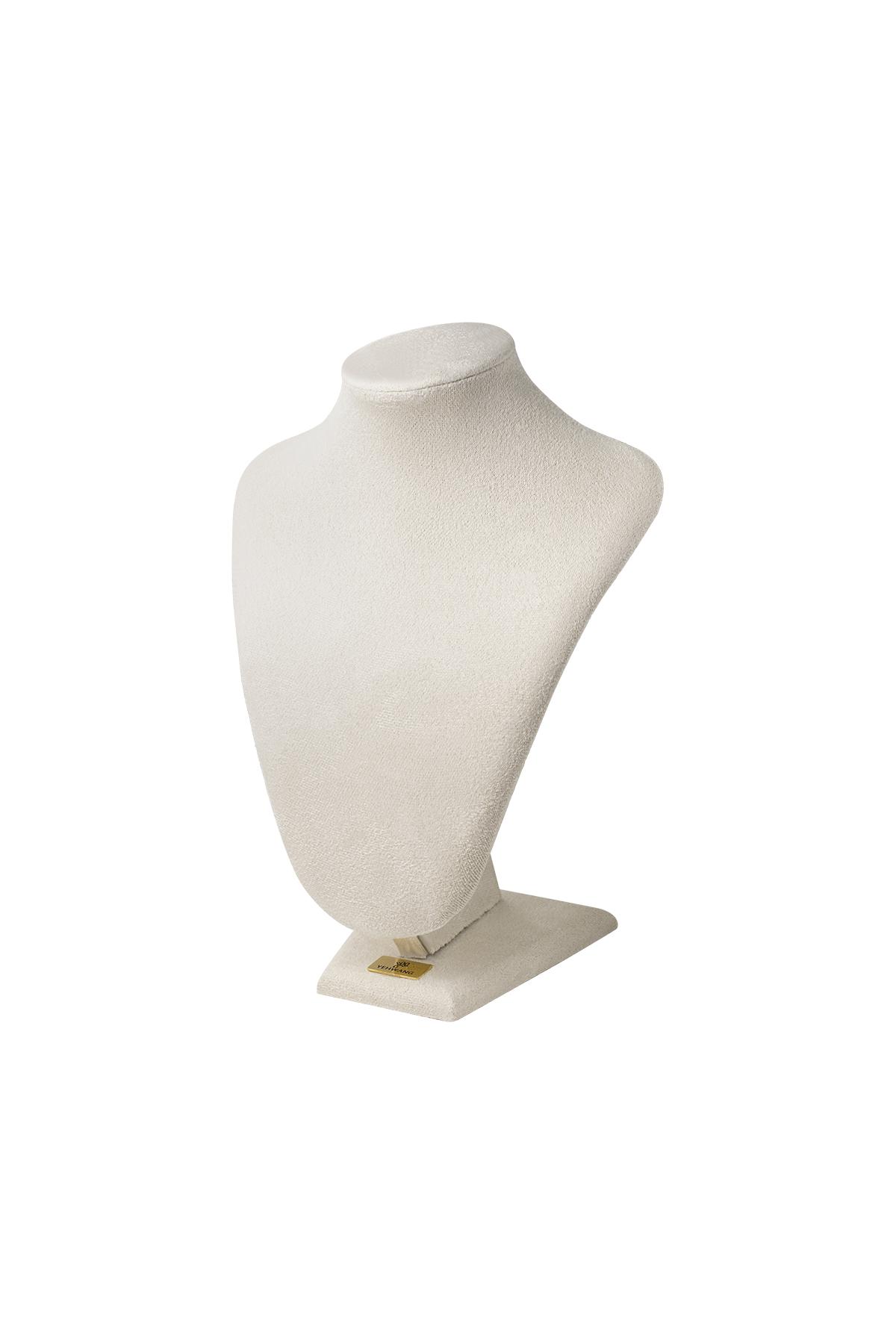 Busto exhibidor de collares Blanco marfil Nylon