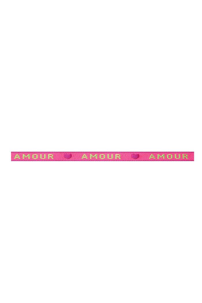 Bracelet ribbon Amour Fuchsia Polyester 