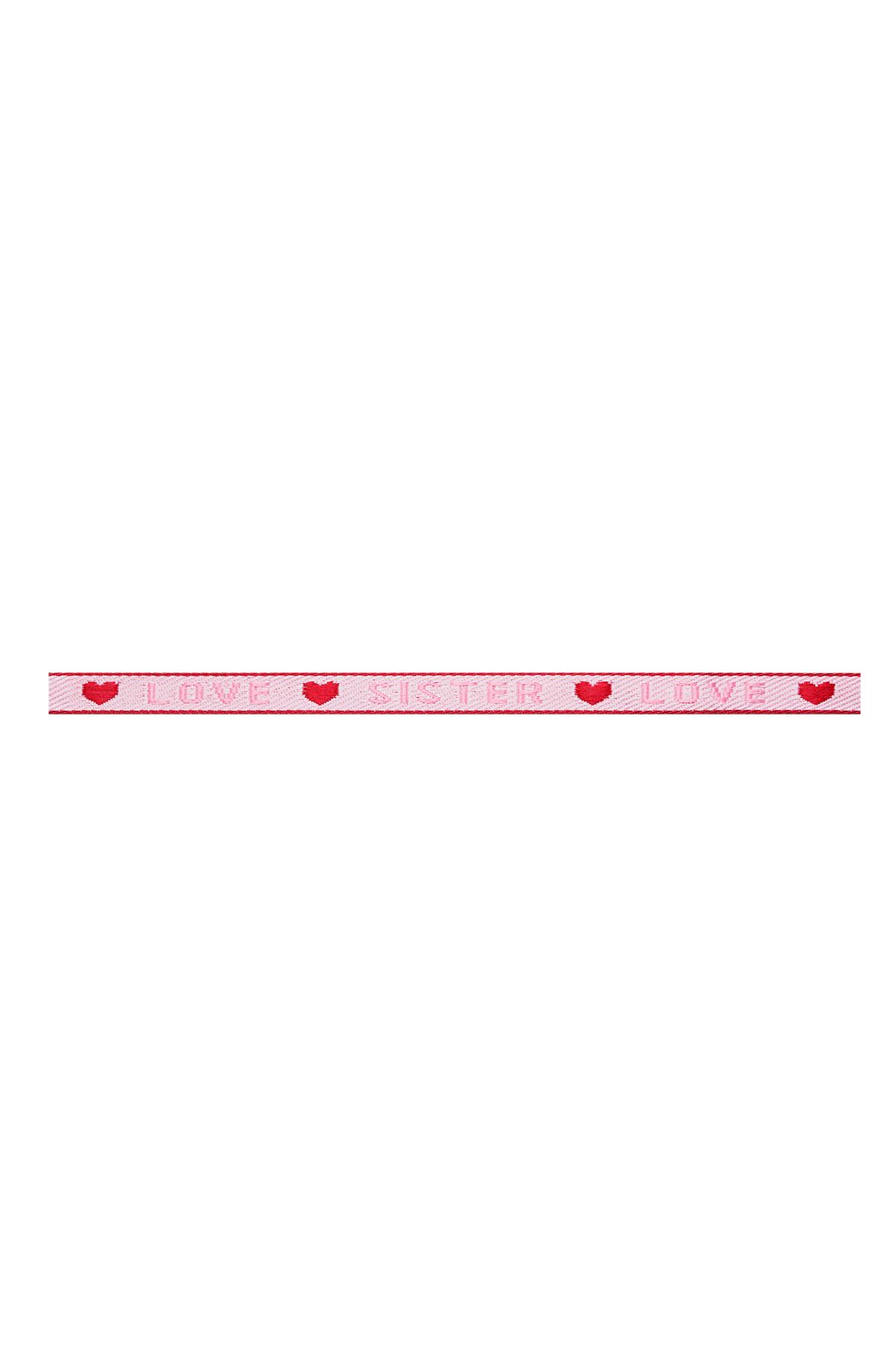 Bracelet ribbon Sister love Pink Polyester h5 