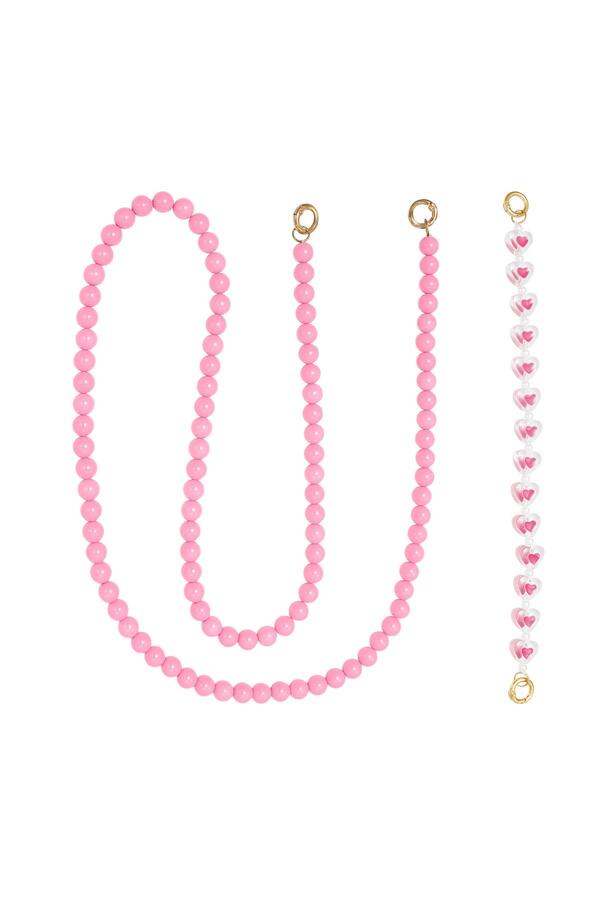 Phone cord hearts Pink Alloy