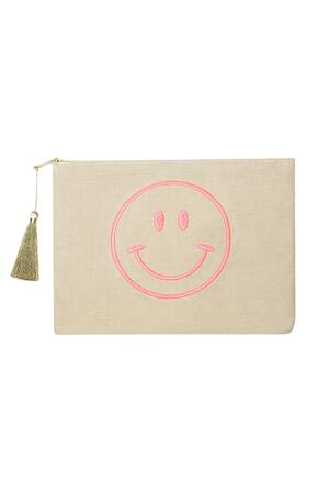 Makeup bag Smiley Beige & Pink Cotton h5 