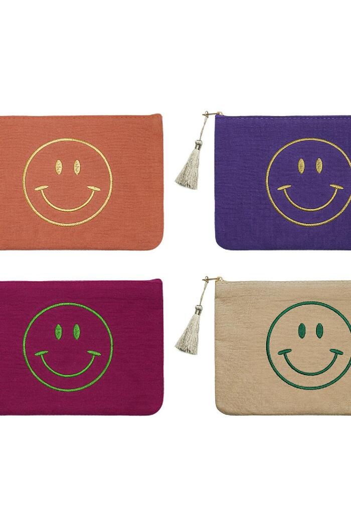 Makeup bag Smiley Pink Cotton Picture3