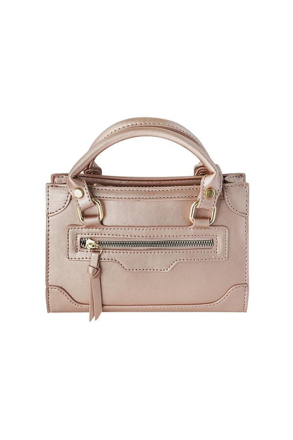 Handbag with zipper Gold PU