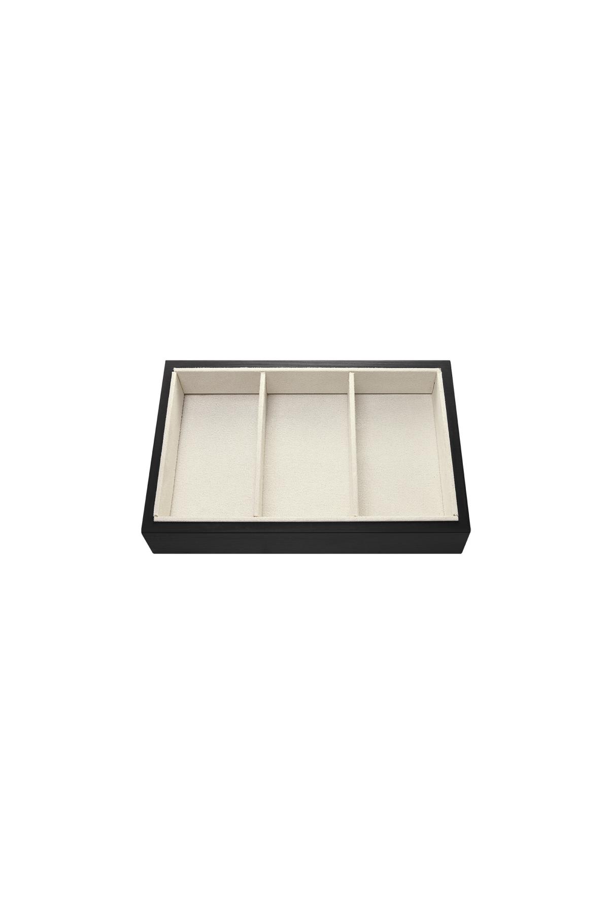 Schmuckablage 3 Kissen Schwarz &amp; Beige Holz