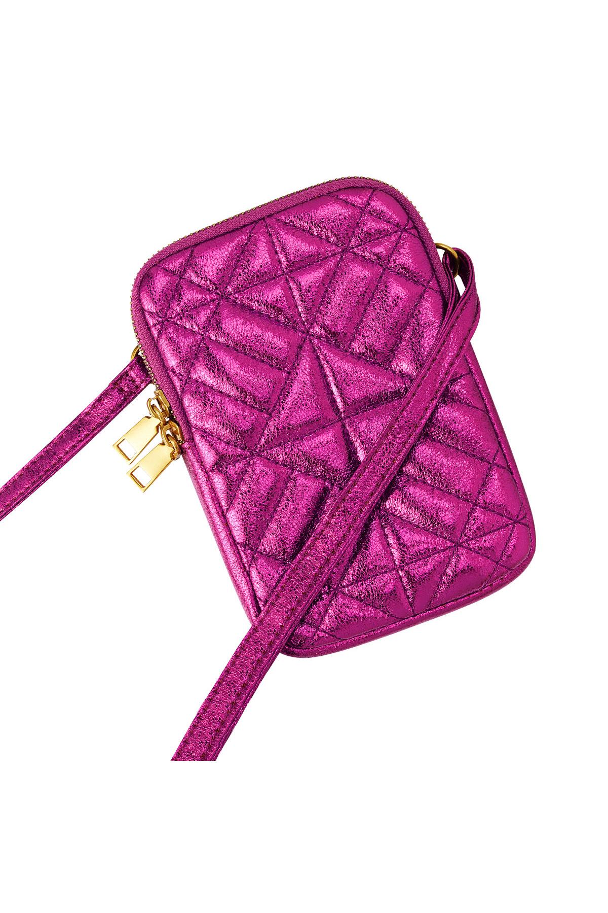 Funda para móvil metálica con pespuntes Fucsia Poliuretano
