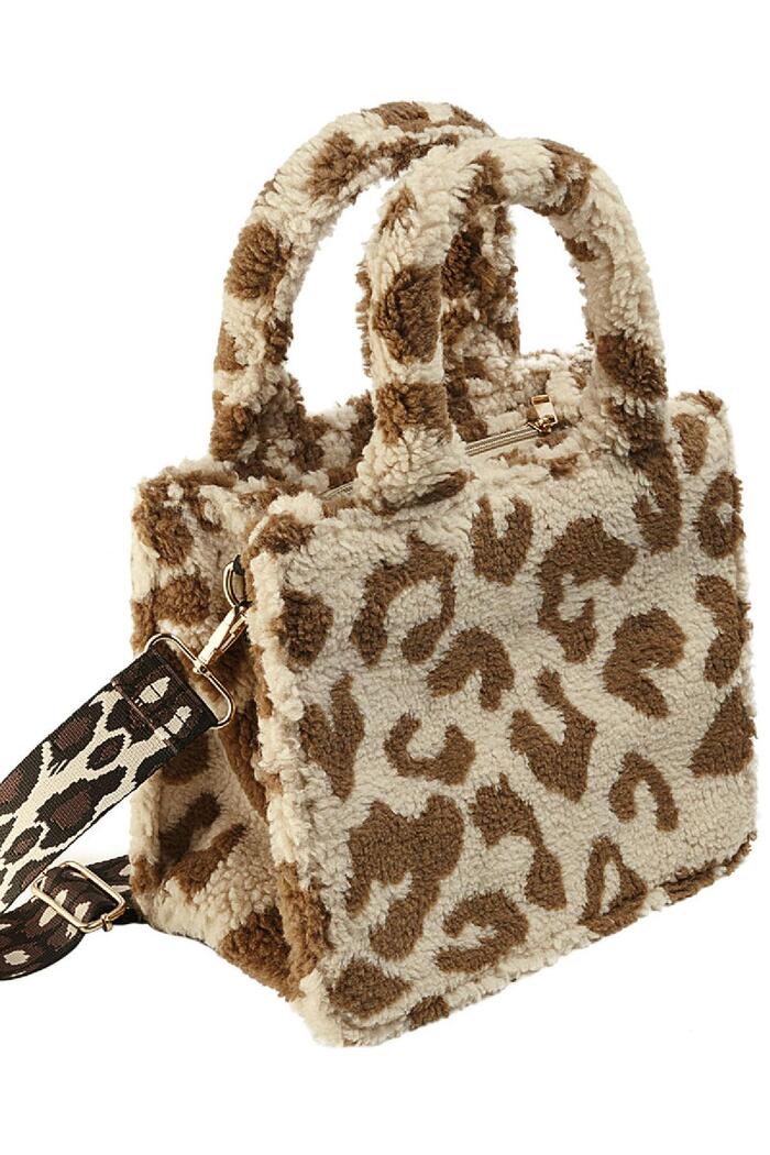 Handbag teddy animal print Beige Polyester Picture5