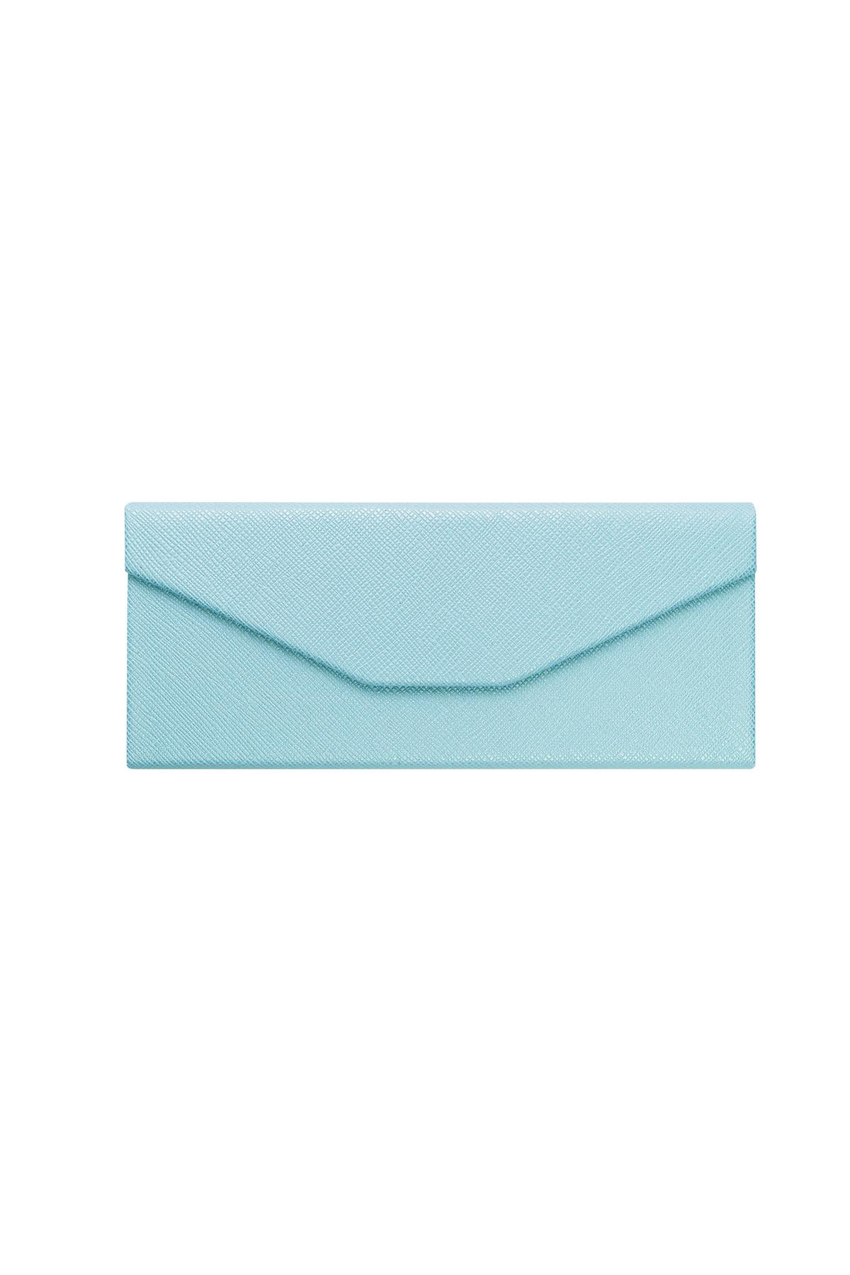 Foldable triangular sunglasses case Light blue PU h5 