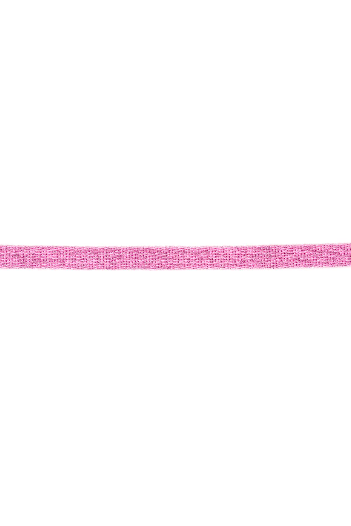 Bracelet ribbon solid color Pink Polyester