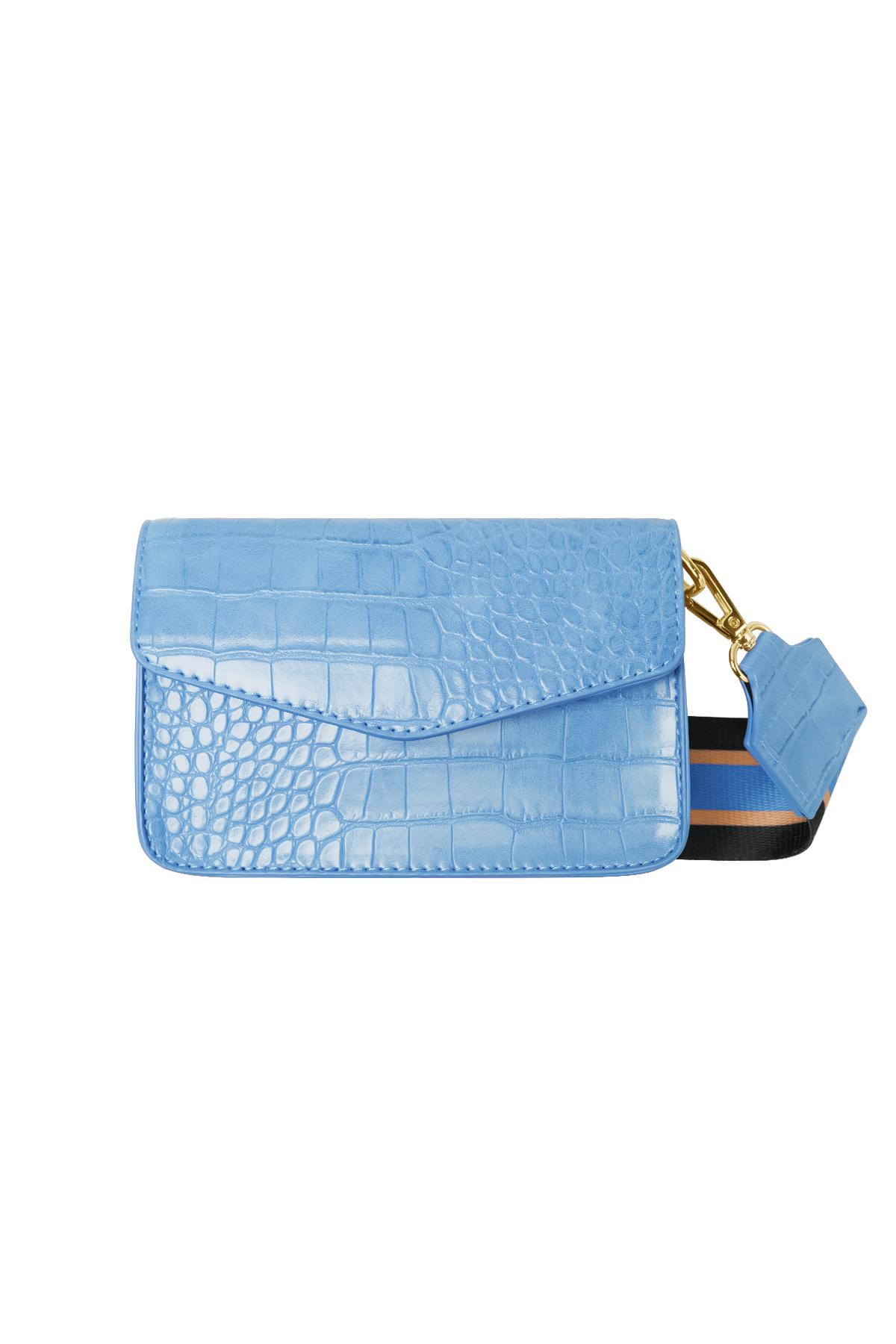 Small crocodile bag with wide bag strap Blue PU