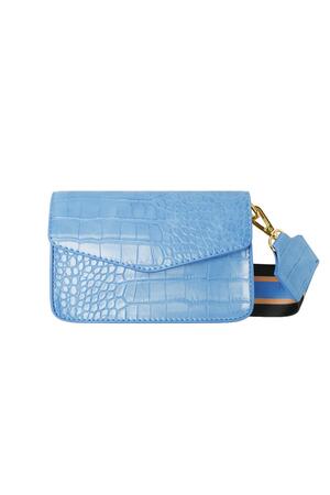 Kleine Krokodilledertasche mit breitem Taschenriemen Blau Polyurethan h5 