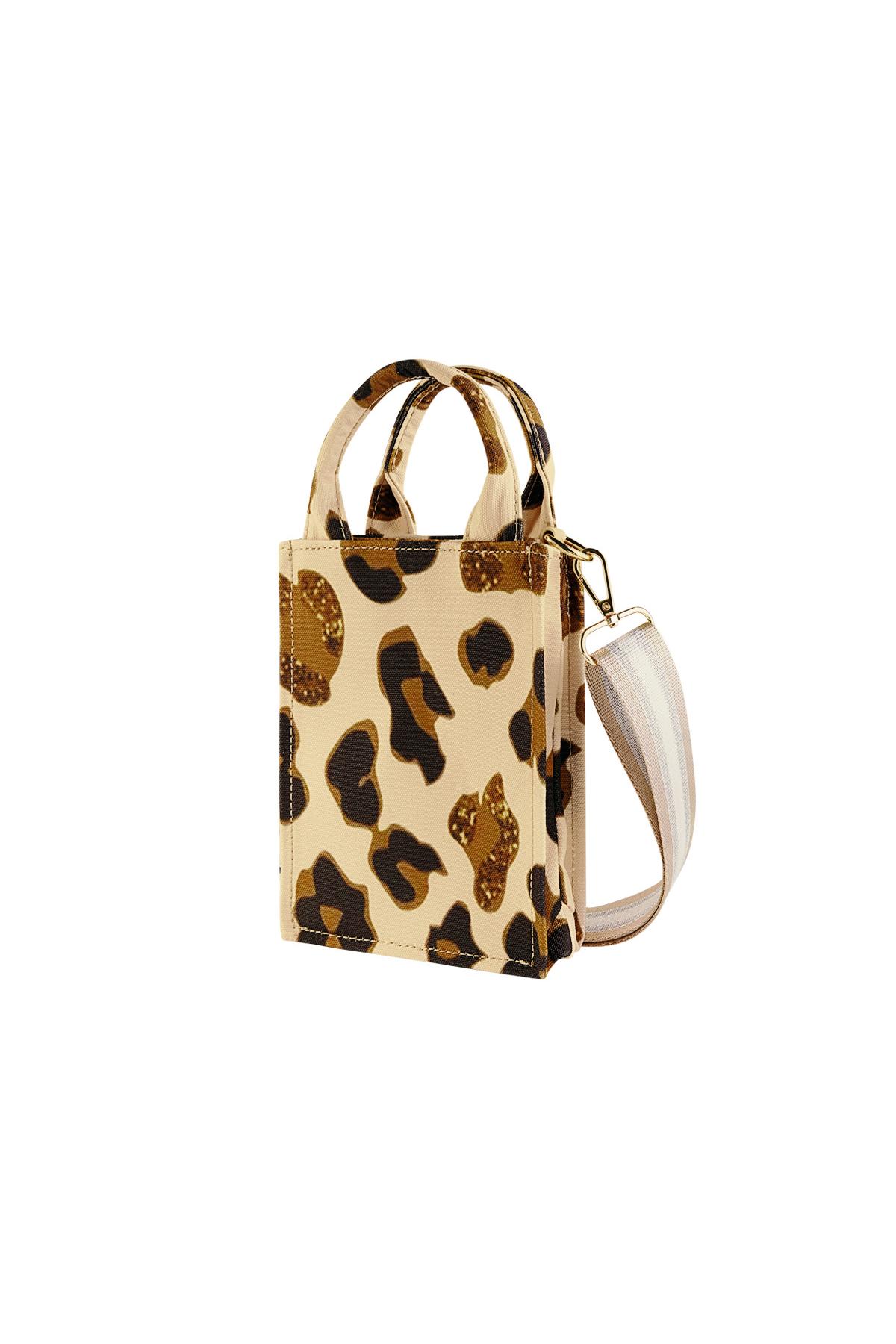 Bolso de mano animal print pequeño Negro & Beige Poliéster