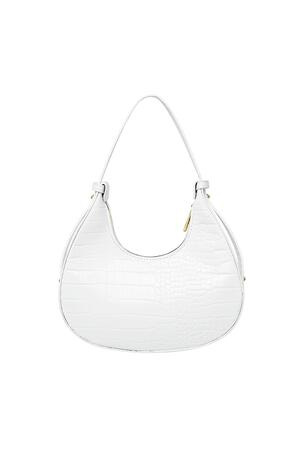 Handbag imitation leather with print White PU h5 