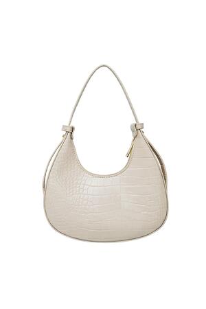 Handbag imitation leather with print Beige PU h5 