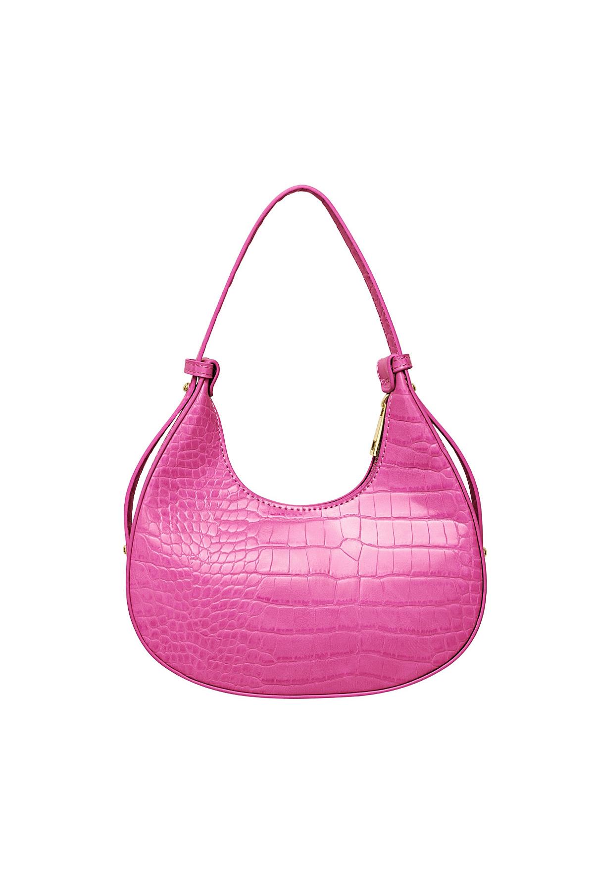Handbag imitation leather with print Fuchsia PU h5 