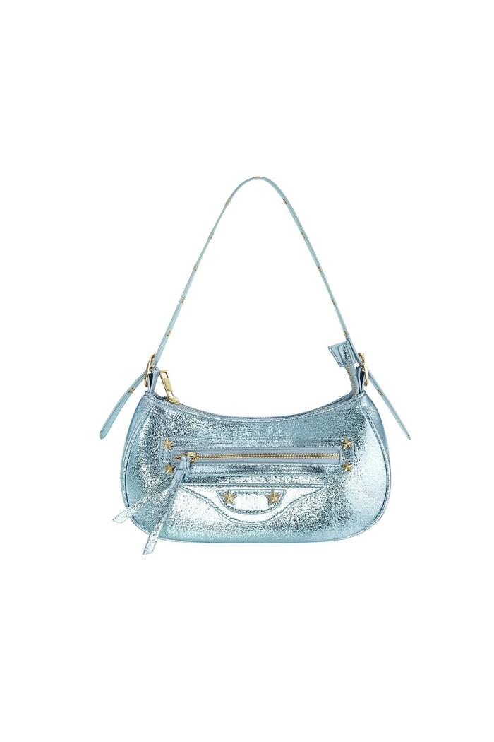 Metallic handbag Light Blue PU 