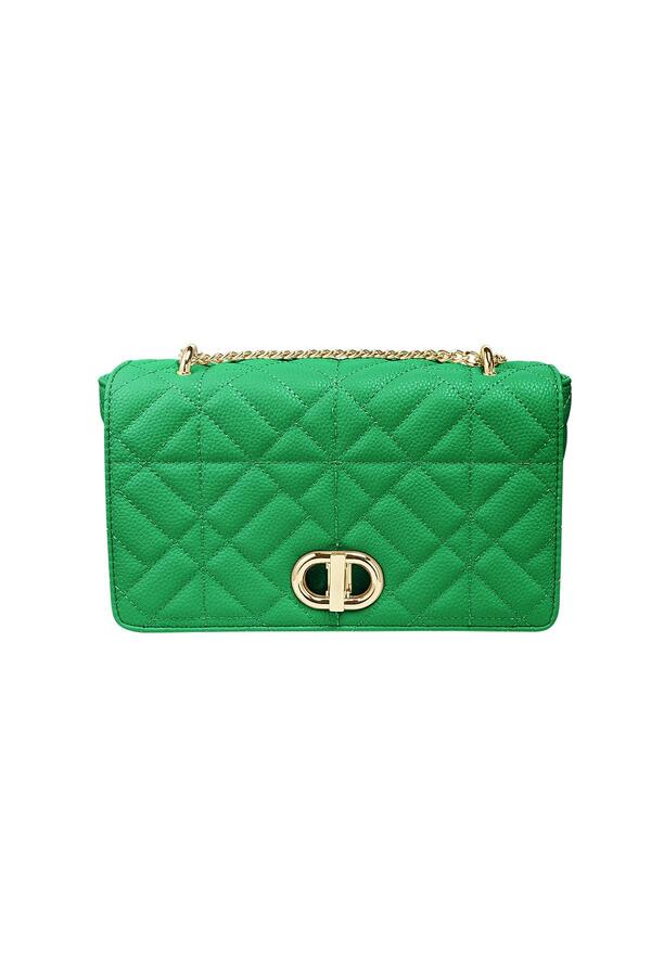 Bag with stitching and gold detail Green PU