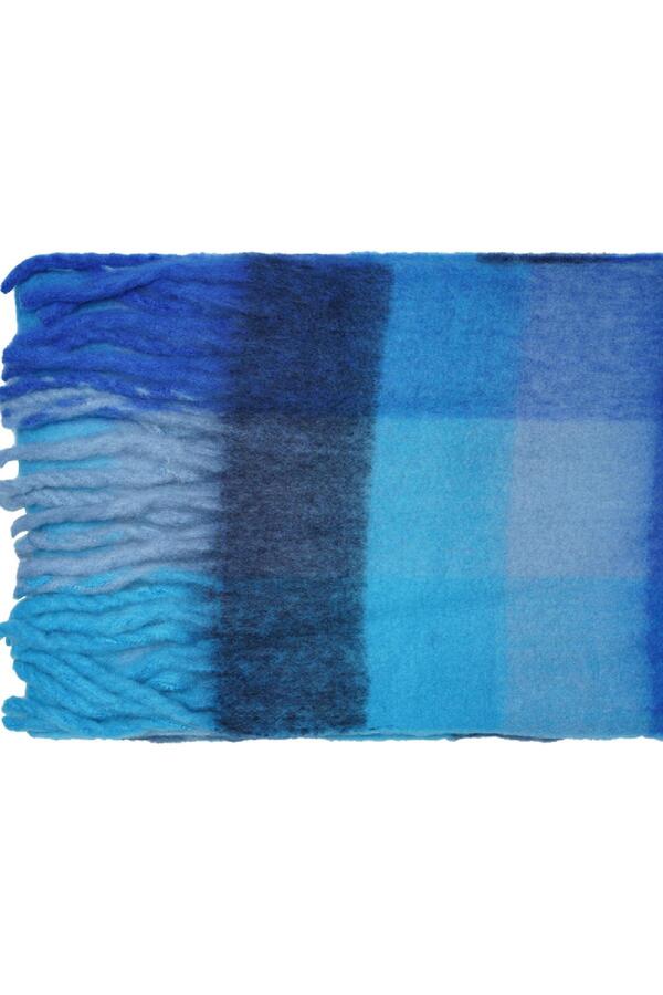 Écharpe d'hiver couleurs à carreaux Bleu Polyester